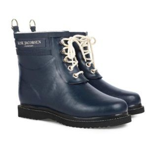 Ilse Jacobsen Short Laced Rain Boots, Navy